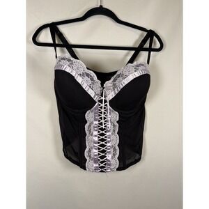 Lane Bryant Cacique 26/28 Corset Bustier Lingerie Lace Plus Intimates Black